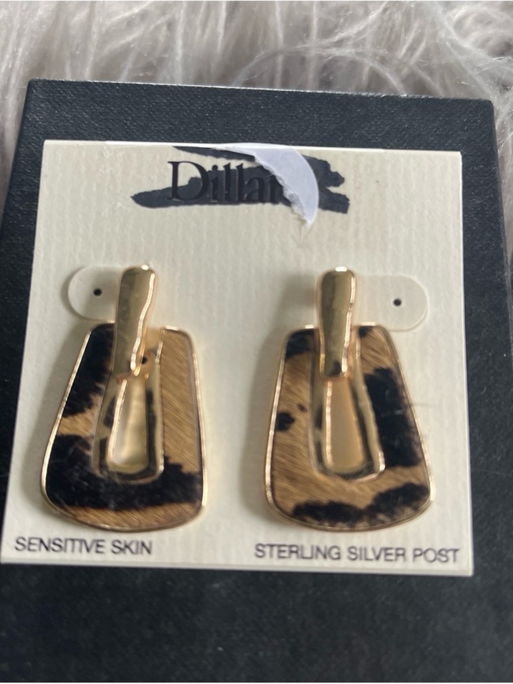 Gold and Leopard Print Drop Earrings